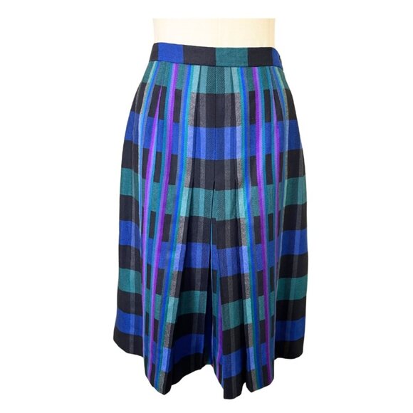 Vintage Gor-ray Dresses & Skirts - Vintage Skirt - 1950’s Gor-Ray Blue-Black Pleated Wool Skirt Modern Size 6